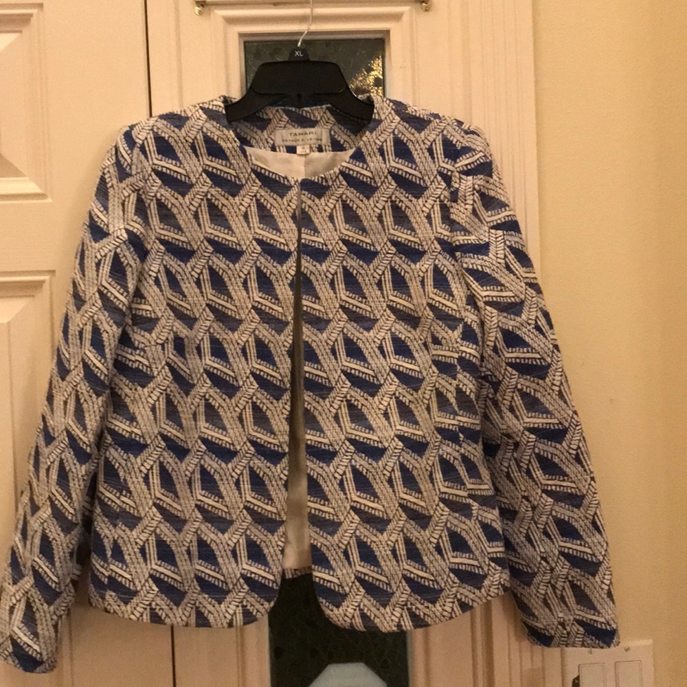 NWT Tahari Blue and White Blazer 12